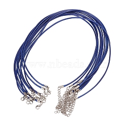Waxed Cord Necklace Making, with Zinc Alloy Lobster Clasps, Platinum, Dark Blue, 17.8 inch~18 inch(45.5~46cm), 2mm(X-NCOR-T001-26)