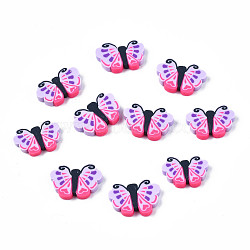 Handmade Polymer Clay Cabochons, Butterfly, Lilac, 7~8x10~12x1.5~2mm, about 5400pcs/1000g(CLAY-N006-58)