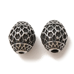 304 Stainless Steel Beads, Barrel with Grid Pattern, Antique Silver, 10x8x9mm, Hole: 2mm(SA-CBA9DCB-23AS)