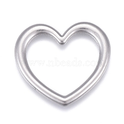 Non-Tarnish 304 Stainless Steel Linking Rings, Heart, Stainless Steel Color, 23x26x2mm, Inner Diameter: 14x19.5mm(STAS-P245-34P-01)