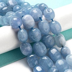 Natural Malaysia Jade Beads Strands, Oval, Dyed, Sky Blue, 11~13x9~10x8.5~10mm, Hole: 1mm, about 16pcs/strand, 7.28~7.48 inch(18.5~19cm)(G-P528-N10-01)