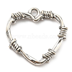 Plated Alloy Pendants, Thorn Love, Antique Silver, 23.5x24.5x3mm, Hole: 2mm(X-PALLOY-D020-01AS)