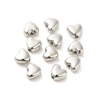 CCB Plastic Beads, Heart, Platinum, 7x8x4.5mm, Hole: 1.5mm, about 3125pcs/500g