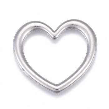 304 Stainless Steel Linking Rings, Heart, Stainless Steel Color, 23x26x2mm, Inner Diameter: 14x19.5mm