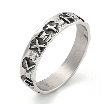 304 Stainless Steel Ring, Rings, Symbol, 5mm, Inner Diameter: 19mm
