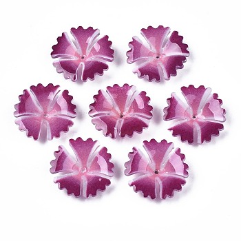 Plastic Beads, Flower, Medium Violet Red, 21~22x22x5~5.5mm, Hole: 1mm