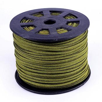 Faux Suede Cords, Faux Suede Lace, Olive, 1/8 inch(3mm)x1.5mm, about 100yards/roll(91.44m/roll), 300 feet/roll