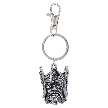 Viking One-eyed General Zinc Alloy Pendant Keychain, with Metal Clasp, Antique Silver, 11.5cm