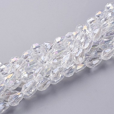 15mm Clear AB Teardrop Glass Beads