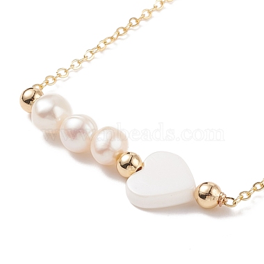 Natural Pearl & Shell Heart Beaded Pendant Necklaces(NJEW-JN03898-01)-4