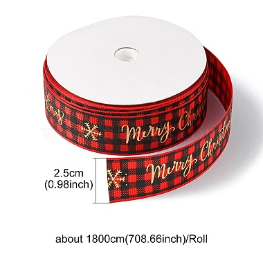 1 rouleau de rubans gros-grain polyester imprimés de Noël(OCOR-YW0001-05D)-3