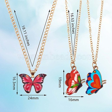 6Pcs Butterfly Pendant Necklaces for Women(JN1066A)-2