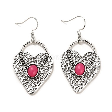 Cerise Heart Alloy Earrings