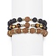 3 pièces 3 style naturel rudraksha & oeil de tigre & pierre de lave ensemble de bracelets extensibles perlés(BJEW-JB09024)-1