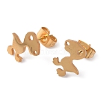 304 Stainless Steel Stud Earrings for Women, with Ear Nuts, Dinosaur, Golden, 12x10mm, Pin: 0.6mm(EJEW-TAC0010-016G)