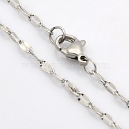304 Stainless Steel Dapped Cable Chain Necklaces for Men, Stainless Steel Color, 17.7 inch(45cm)(STAS-O050-04P)