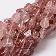 Natural Strawberry Quartz Chip Bead Strands, 6~12x6~8mm, Hole: 1mm, about 46~48pcs/strand, 16 inch(G-M298-18)