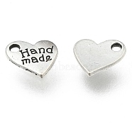 Alloy Pendants, Cadmium Free & Lead Free, Heart, Antique Silver, 9x9x1mm, Hole: 1mm(PALLOY-A19868-AS-LF)