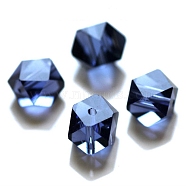 Imitation Austrian Crystal Beads, Grade AAA, Faceted, Cornerless Cube Beads, Prussian Blue, 7.5x7.5x7.5mm, Hole: 0.9~1mm(SWAR-F084-8x8mm-20)