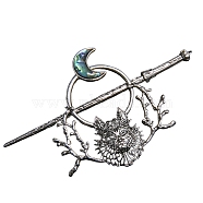 Tibetan Style Alloy Hair Sticks, Hollow Hair Ponytail Holder, for DIY Nordic Viking Style Hair Stick Accessories, Antique Silver, 120mm(PW-WGEA195-02)