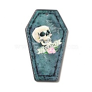 Acrylic Pendants, Tombstone Theme Charms, Skull Pattern, 46x27x2.5mm, Hole: 1.8mm(SACR-B004-02A)