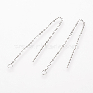 304 Stainless Steel Earring Findings, Ear Threads, Stainless Steel Color, 90~94x1.2mm, Pin: 0.8mm(STAS-S070-01)