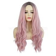 Long Wigs, Womens Sexy Ombre Party Curly Hair, Synthetic Wig, Heat Resistant High Temperature Fiber, Pink, 27.6 inch(70cm)(OHAR-L010-006A)