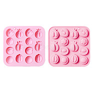 2Pcs Half Fruit Shape DIY Silicone Molds, Resin Casting Molds, for UV Resin & Epoxy Resin Craft Making, Pink, 129x130x12mm, Inner Diameter: 25~33x24~27mm(DIY-CJ0002-04)