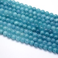 Natural Blue Quartz Beads Strands, Dyed, Round, 8mm, Hole: 1mm, about 46~50pcs/strand, 15 inch(G-O047-07-8mm)