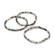 Natural Indian Agate Beaded Stretch Bracelets, Round, Beads: 4~5mm, Inner Diameter: 2-1/4 inch(5.65cm)(BJEW-D446-A-46)