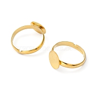 Brass Pad Ring Base Findings, Adjustable, Golden, Lead Free and Cadmium Free, Size: 7, 17mm Inner Diameter(X-EC022-G)