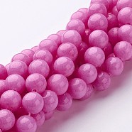 Natural Mashan Jade Round Beads Strands, Dyed, Magenta, 8mm, Hole: 1mm, about 51pcs/strand, 15.7 inch(X-G-D263-8mm-XS30)