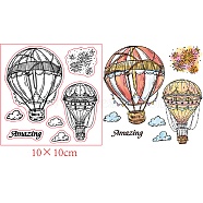 PVC Sakura Stamp, for DIY Scrapbooking, Hot Air Balloon, 100x100mm(DIY-WH0486-036)