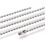 304 Stainless Steel Ball Chain Necklaces, Stainless Steel Color, 23.6 inch(60cm), 1.5mm(NJEW-F249-03P)