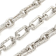 Alloy Textured Oval Link Chains, Unwelded, with Spool, Real Platinum Plated, 13.8x7.8x3mm, about 3.28 Feet(1m)/Roll(LCHA-K001-05P)