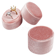 Velvet Cover Plastic Couple Ring Box, Wedding Ring Gift Case, Oval, Rosy Brown, 5.65x5.4x4.6cm(VBOX-WH0005-05A)