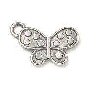 Non-Tarnish 304 Stainless Steel Charms, Butterfly Charm, Stainless Steel Color, 13x19x1.5mm, Hole: 2mm(STAS-N103-101P)