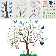 PET Hollow out Drawing Painting Stencils Sets for Kids Teen Boys Girls, for DIY Scrapbooking, School Projects, Plants Pattern, 29.7x21cm, 4 sheets/set(DIY-WH0172-484)