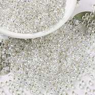 MIYUKI Round Rocailles Beads, Japanese Seed Beads, 8/0, (RR1) Silverlined Crystal, 8/0, 3mm, Hole: 1mm, about 2111~2277pcs/50g(SEED-X0055-RR0001)