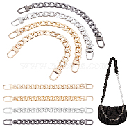 PandaHall Elite 8Pcs 4 Colors Aluminum Curb Chains Bag Handles, with Alloy Clasps, for Bag Replacement Accessories, Mixed Color, 20cm, 2pcs/color(FIND-PH0001-36)