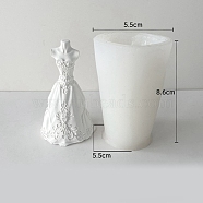 3D Wedding Dress DIY Silicone Candle Molds, Aromatherapy Candle Moulds, Scented Candle Making Molds, White, 5.5x5.5x8.6cm(PW-WG63318-01)