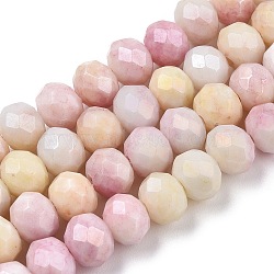 Faceted Electroplated Glass Beads Strands, AB Color Plated, Abacus, Pink, 6x5mm, Hole: 1.2mm, about 88~89pcs/strand, 17.05 inch~17.32 inch(43.3~44cm)(X-GLAA-C023-02-A01)