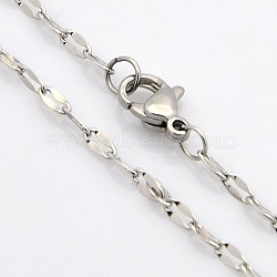 304 Stainless Steel Dapped Cable Chain Necklaces for Men, Stainless Steel Color, 17.7 inch(45cm)(STAS-O050-04P)