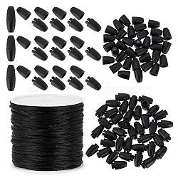 DIY Jewelry Making Finding Kits, Including Nylon Braided String Threads, Plastic Breakaway Clasps, Black, Cord: 1.5mm, about 16.4 yards(15m)/bag(DIY-PH0021-50A)