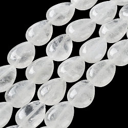 Natural Teardrop Quartz Crystal Beads Strands, Rock Crystal Beads, 17.5~18x13x6mm, Hole: 1.2mm, about 22pcs/strand, 15.24 inch(38.7cm)(G-L242-15)