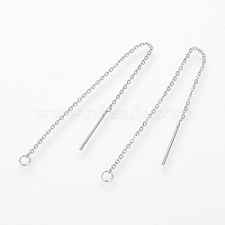 304 Stainless Steel Earring Findings, Ear Threads, Stainless Steel Color, 90~94x1.2mm, Pin: 0.8mm(STAS-S070-01)