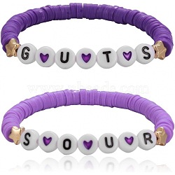 New Purple Soft Ceramic Letter Bracelet(UA6980-1)