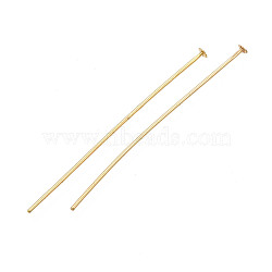 Brass Flat Head Pins, Real 18K Gold Plated, 45x0.7mm, 21 Gauge, Head: 2mm(KK-N231-285)