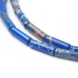 Natural Imperial Jasper Beads Strands, Dyed, Column, Royal Blue, 13~14x4~4.5mm, Hole: 1mm, about 29pcs/strand, 15.35 inch~15.7 inch(39~39.9cm)(G-E508-04B)