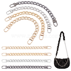 PandaHall Elite 8Pcs 4 Colors Aluminum Curb Chains Bag Handles, with Alloy Clasps, for Bag Replacement Accessories, Mixed Color, 20cm, 2pcs/color(FIND-PH0001-36)